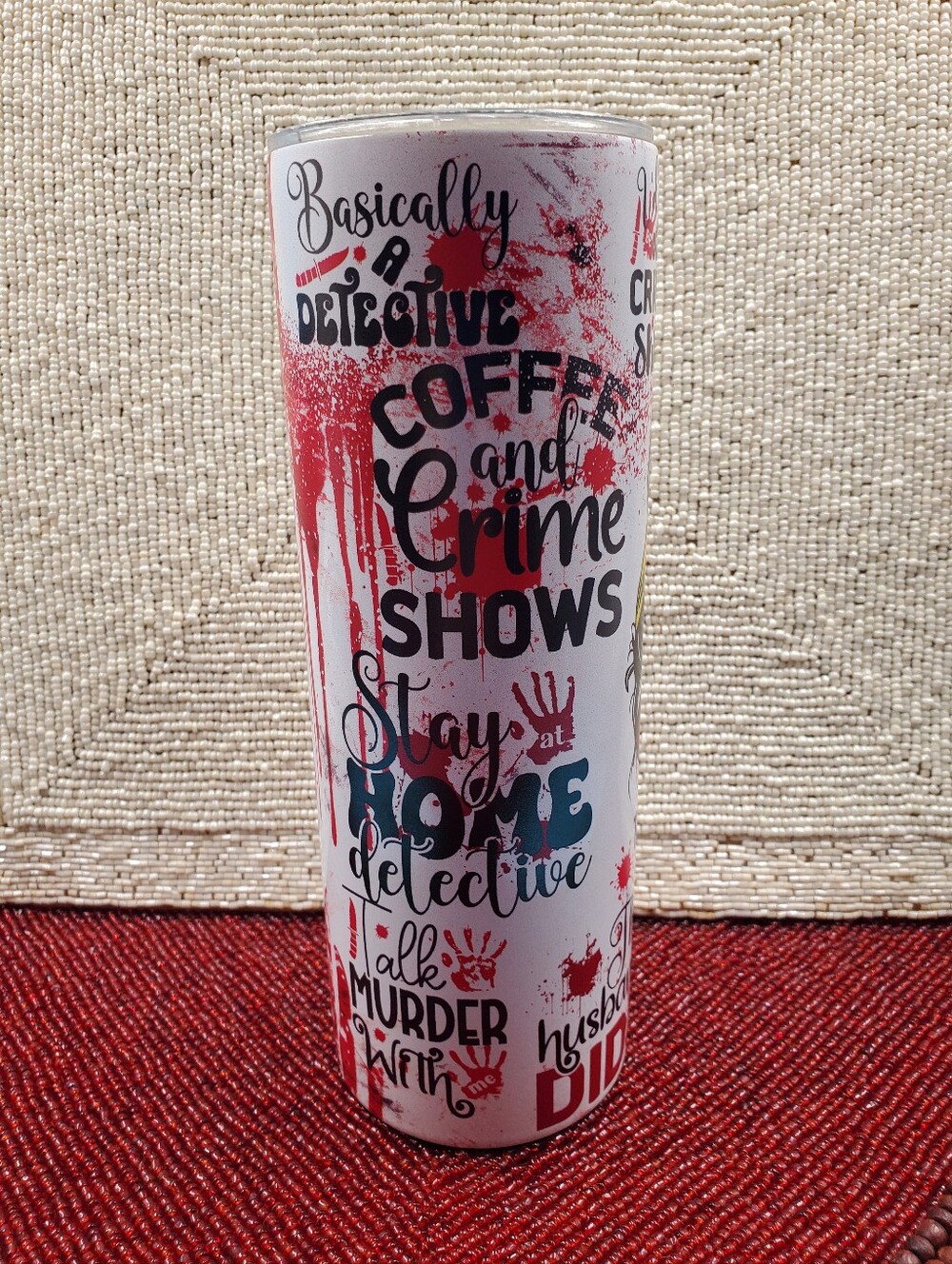 True Crime theme insulated skinny tumbler, 20 Oz. (C21)